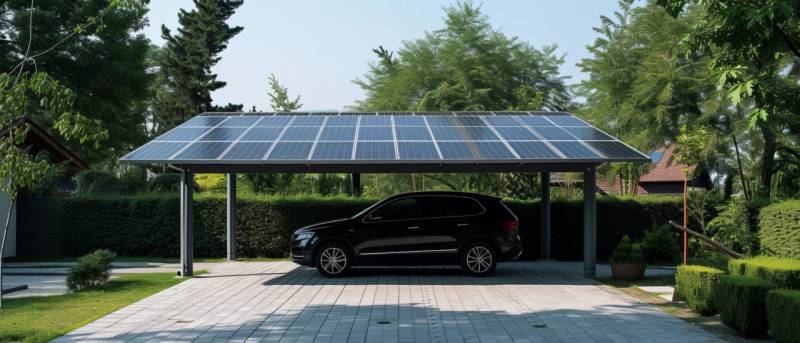 Carport photovoltaïque vue extérieur